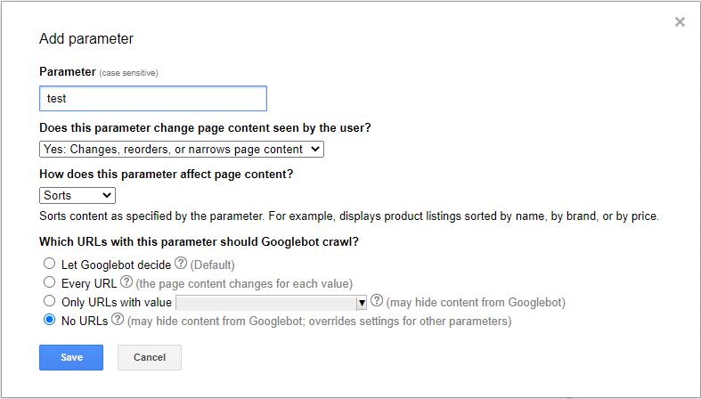 Setup URL parameter